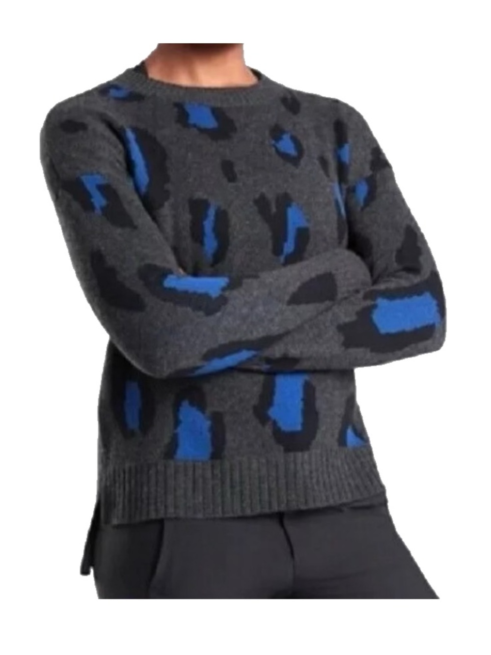 Athleta Leopard Wool Cashmere Crew Sweater size XS